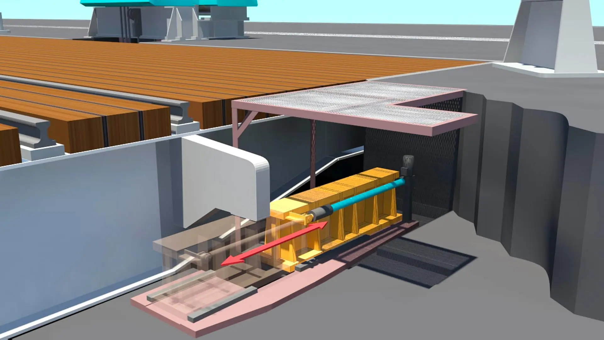 render of a shiplift end lock