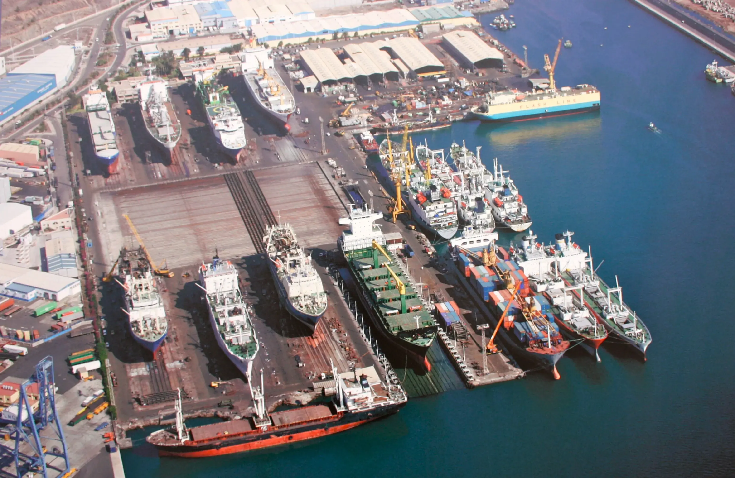 Aerial view of the efficient shipyard layout at Astican shipyard